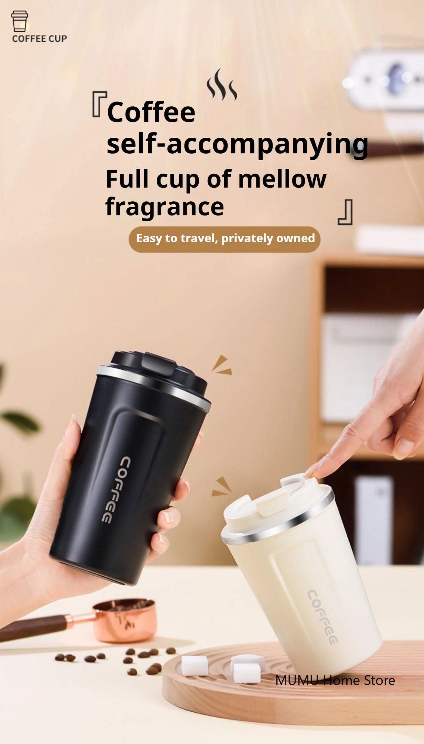 380/510ML Stainless Steel Coffee Mug Portable Tumbler Vacuum Flasks Car Thermal Cup Keeps Cold and Heat Thermal Mug Coffee Cup